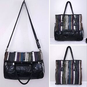 BEBE Vintage Patchwork Leather Crossbody Tote Bag